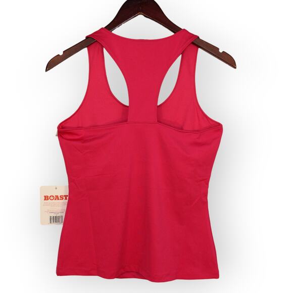 BOAST USA Women Active Tank Medium Fuschia Stretch Bra Racerback Leaf Logo - Picture 9 of 9